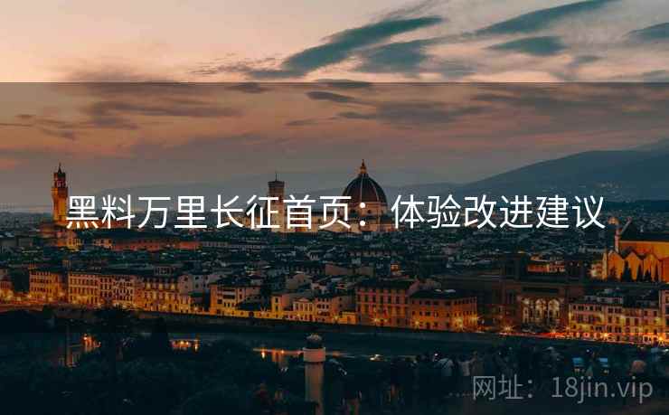 黑料万里长征首页：体验改进建议