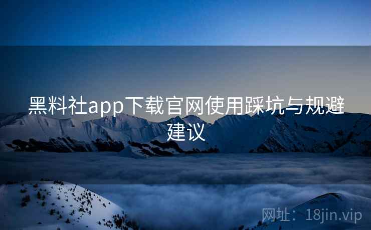 黑料社app下载官网使用踩坑与规避建议
